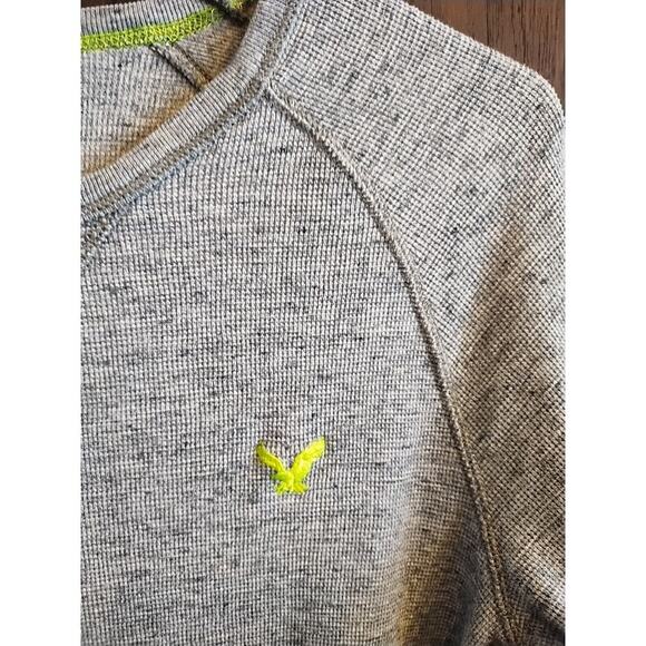 American Eagle Thermal Shirt Mens Small Gray Long sleeve waffle weave eagle - Picture 3 of 5